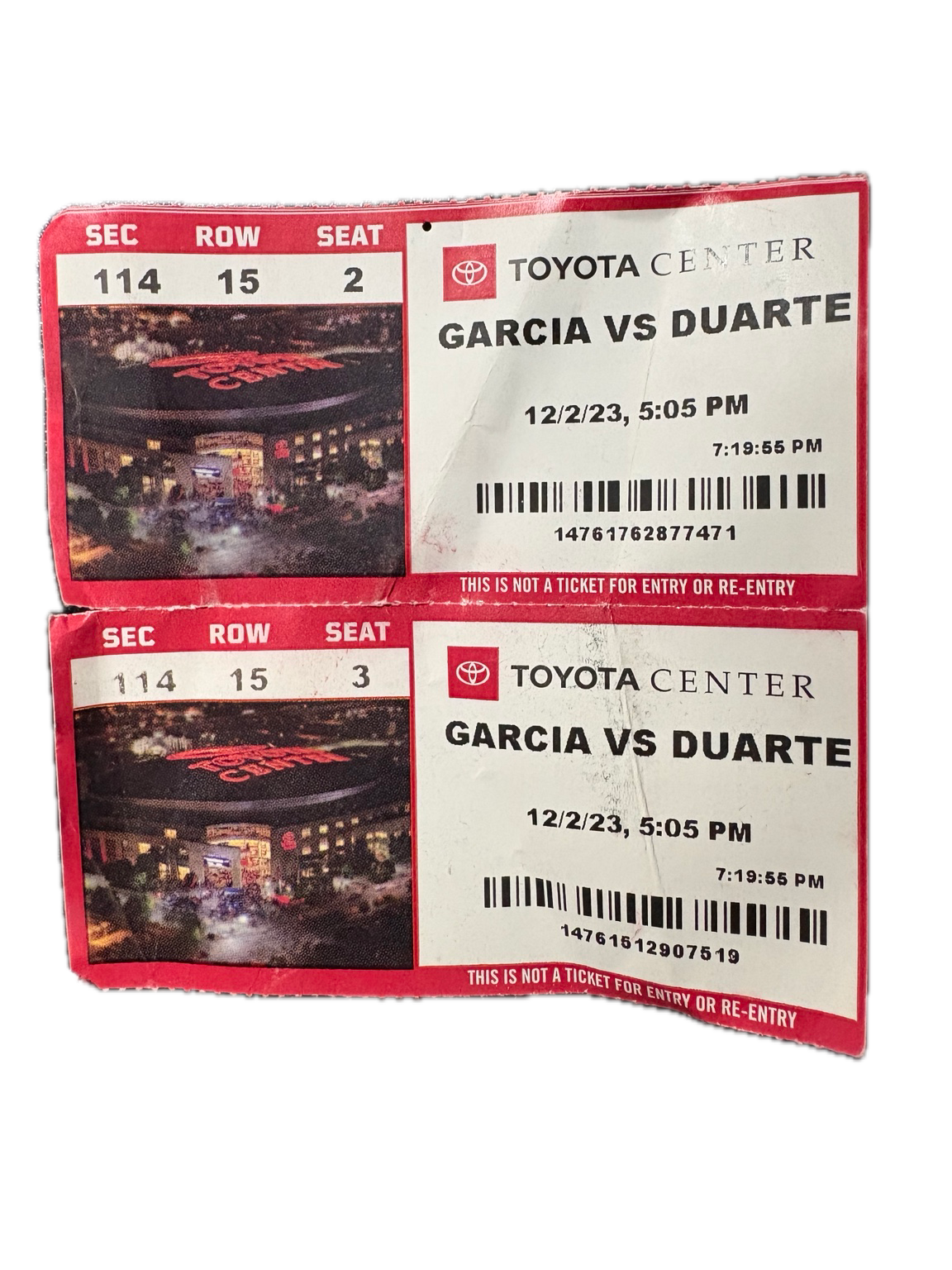 two garcia versus duarte keepsake tickets